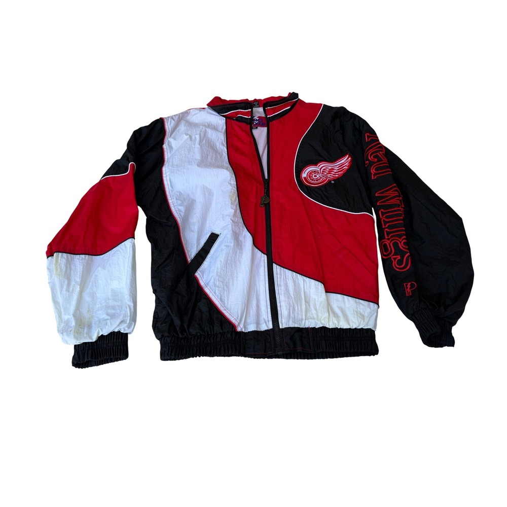Vintage 90s Detroit Red Wings Pro Player Windbreaker Jacket Mens M NHL Hockey